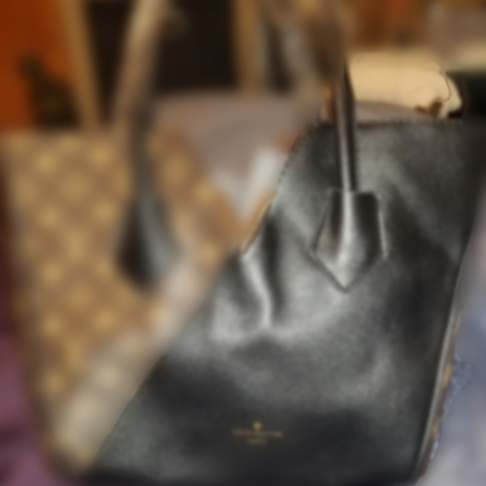 Brown and black purse